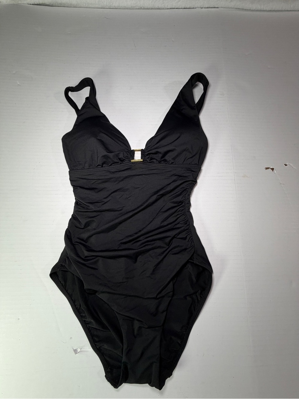 Lauren Ralph Lauren NWOT $145 Black One-Piece Swimsuit with Gold Accent